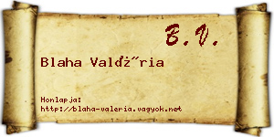 Blaha Valéria névjegykártya